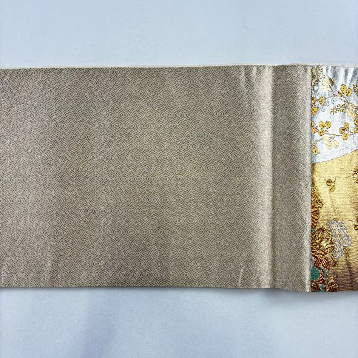 袋帶 秀品級 牡丹 萩 金絲 金金箔 金 六通 純蠶絲
