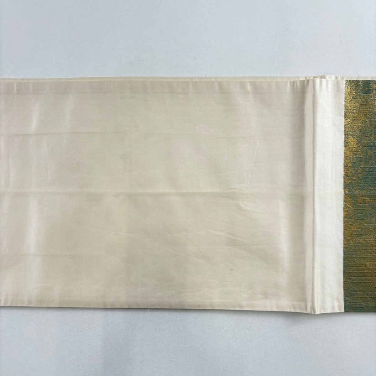 【美品】 袋帶 秀品級 松樹 金絲 金金箔 灰綠 お太鼓圖案 純蠶絲