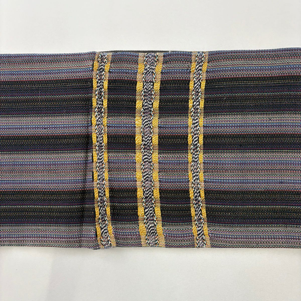 袋帶 秀品級 條紋 金絲 紫色 大鼓圖案 純蠶絲