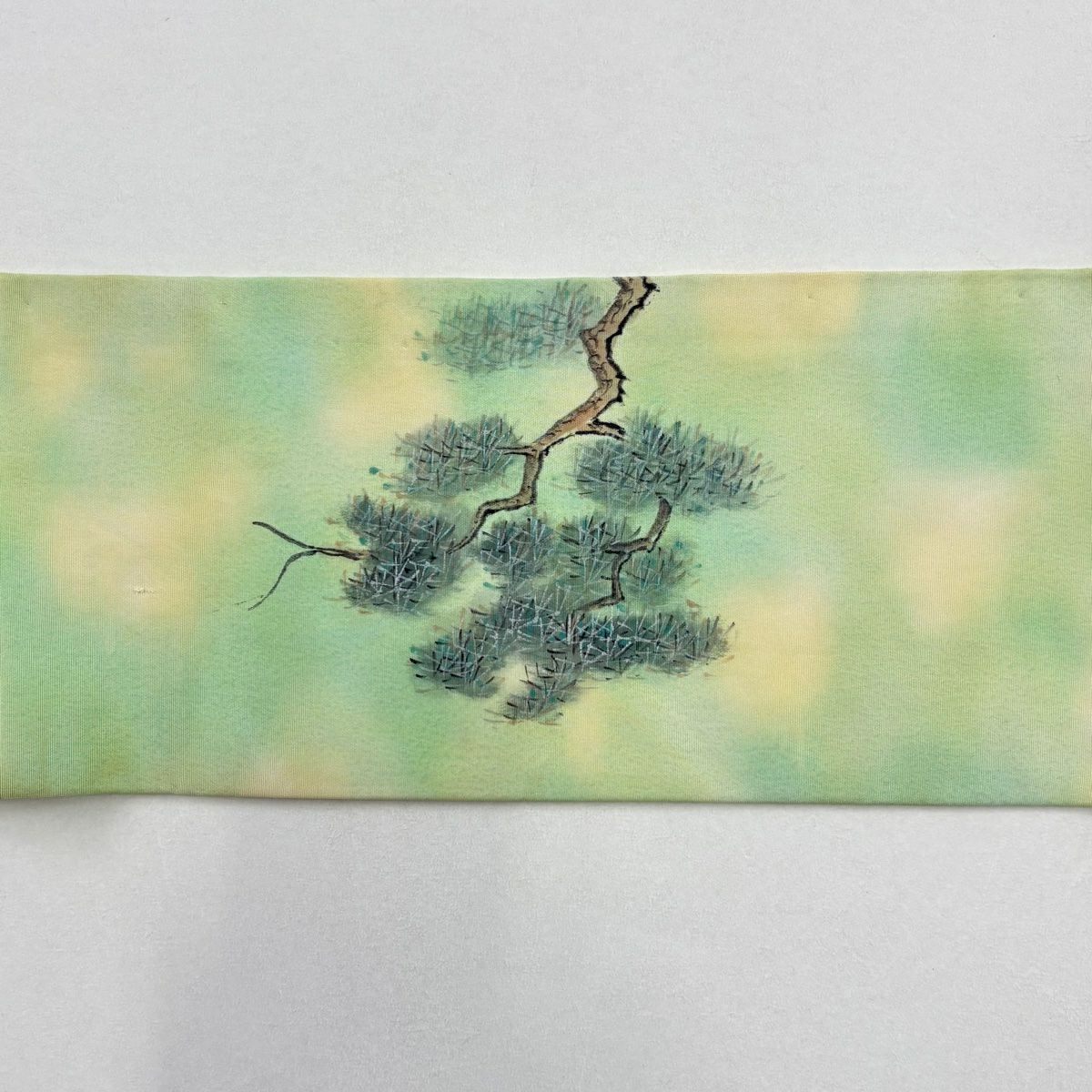 名古屋帶 秀品級 枝葉 葉與果 灰綠 純蠶絲