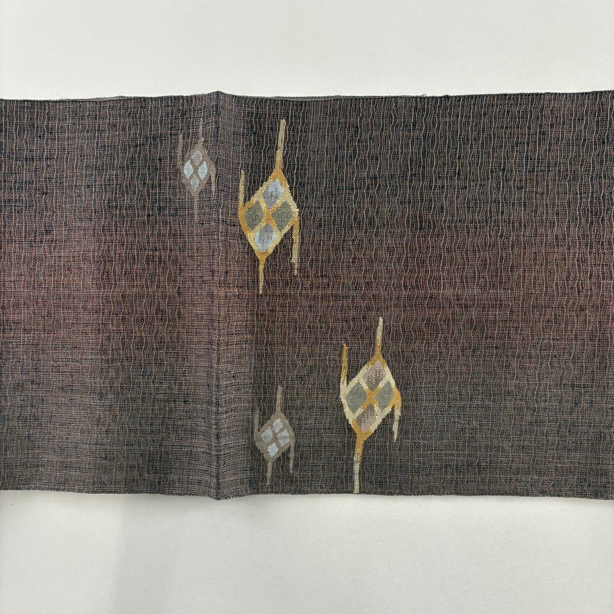 袋帶 秀品級 幾何學 金絲 茶紫 大鼓圖案 純蠶絲