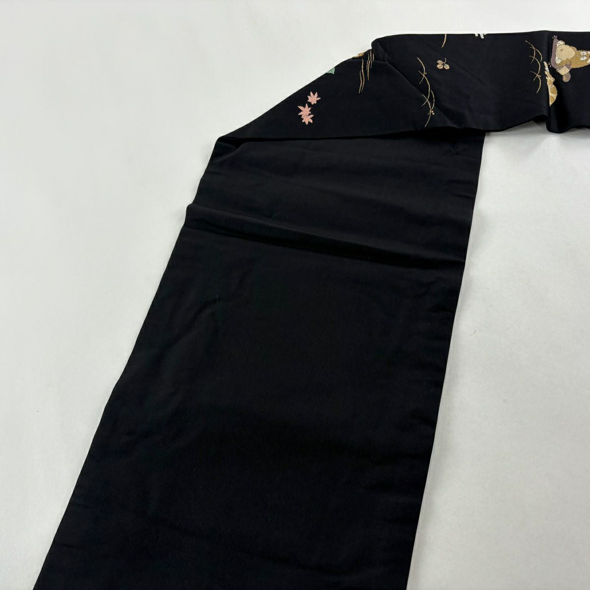 【美品】 名古屋帶 逸品級 貓狸 金金箔 黑 純蠶絲
