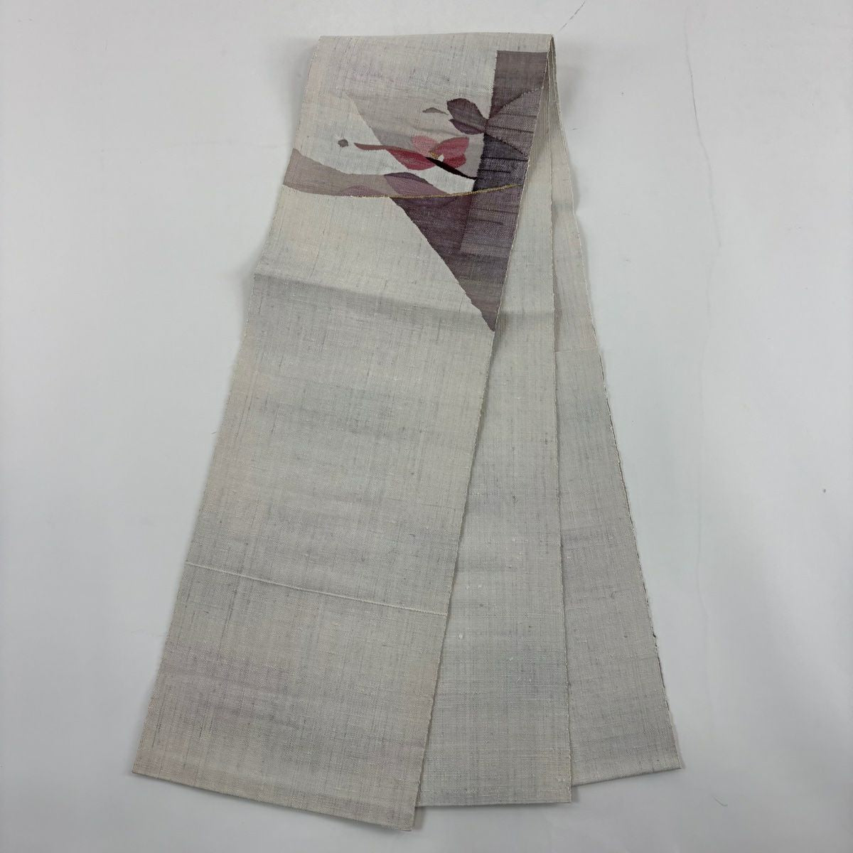 【美品】 紬織 身長159.5cm 袖長64cm M 雙層 名古屋帶套裝 色紙 樹木 茶 純蠶絲 秀品級