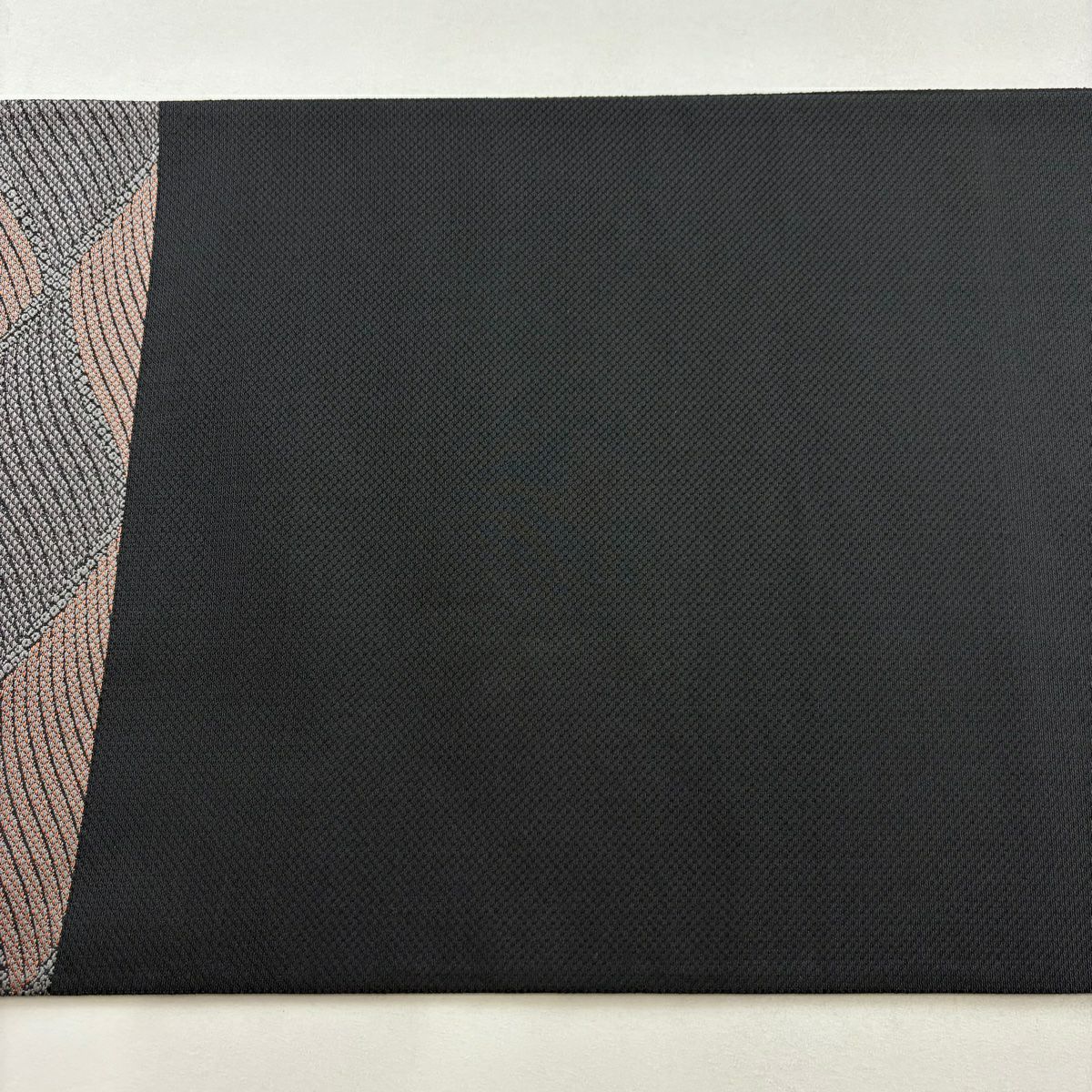 【美品】 袋帶 秀品級 波 疋田 灰色 六通 純蠶絲