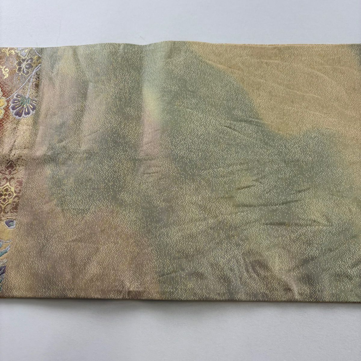 【美品】 袋帶 秀品級 證書齊全 鳳凰 花唐草紋 金銀線 金金箔 金色 六通 純蠶絲