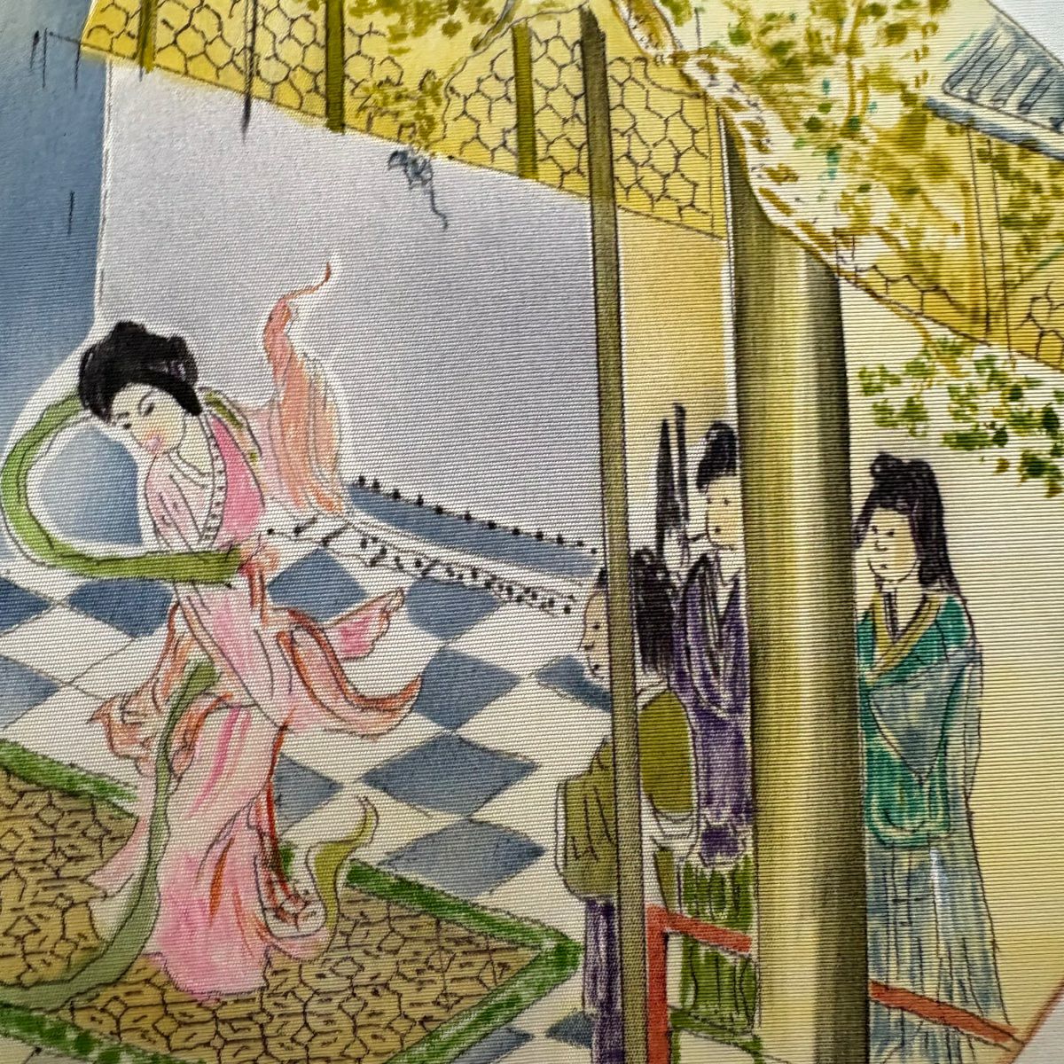 名古屋帶 秀品級 器物 人物 漸層 深綠 純蠶絲