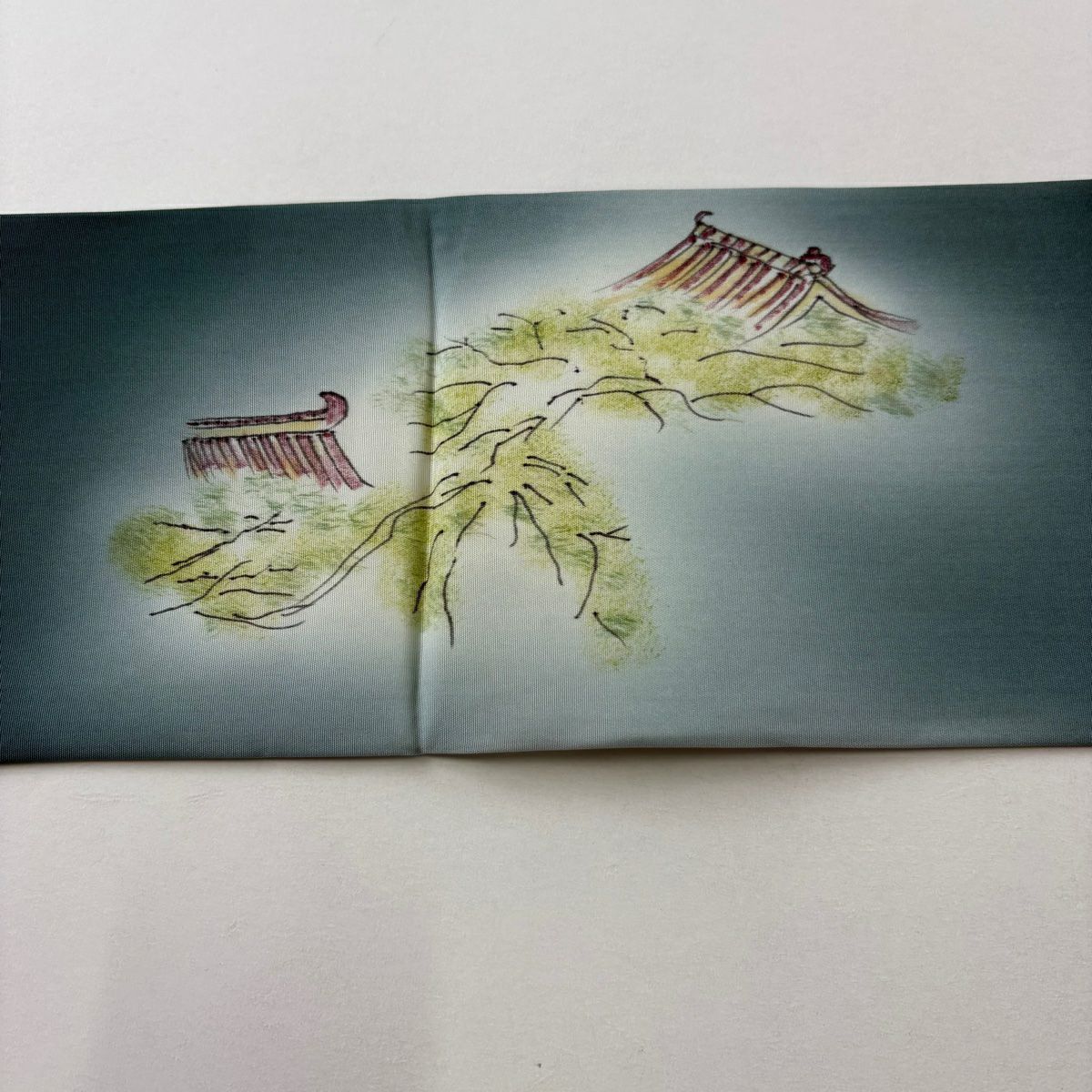 名古屋帶 秀品級 器物 人物 漸層 深綠 純蠶絲