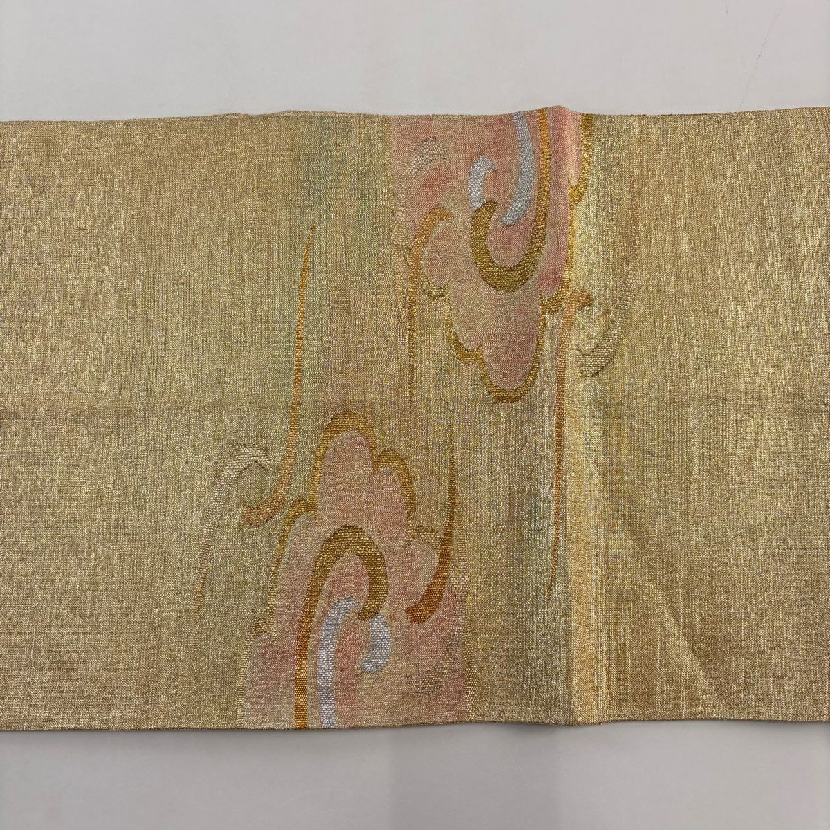 袋帶 秀品級 波頭 金金箔 金色 大鼓圖案 純蠶絲
