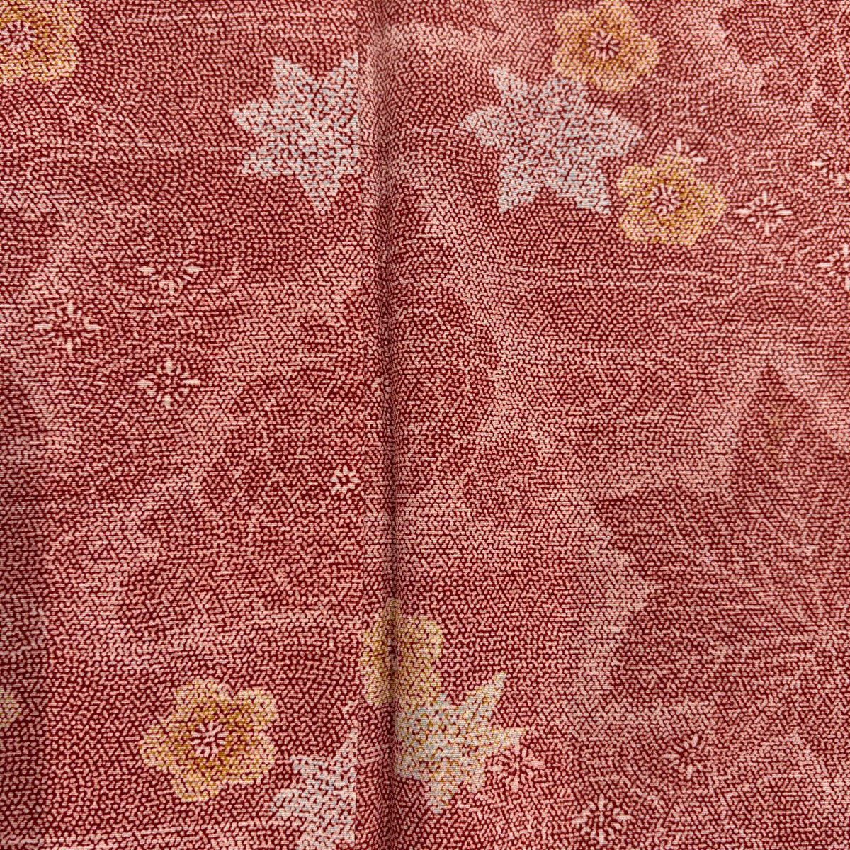 小紋 身長154cm 袖長61.5cm S 雙層 梅花 楓 茜 純蠶絲 優品級