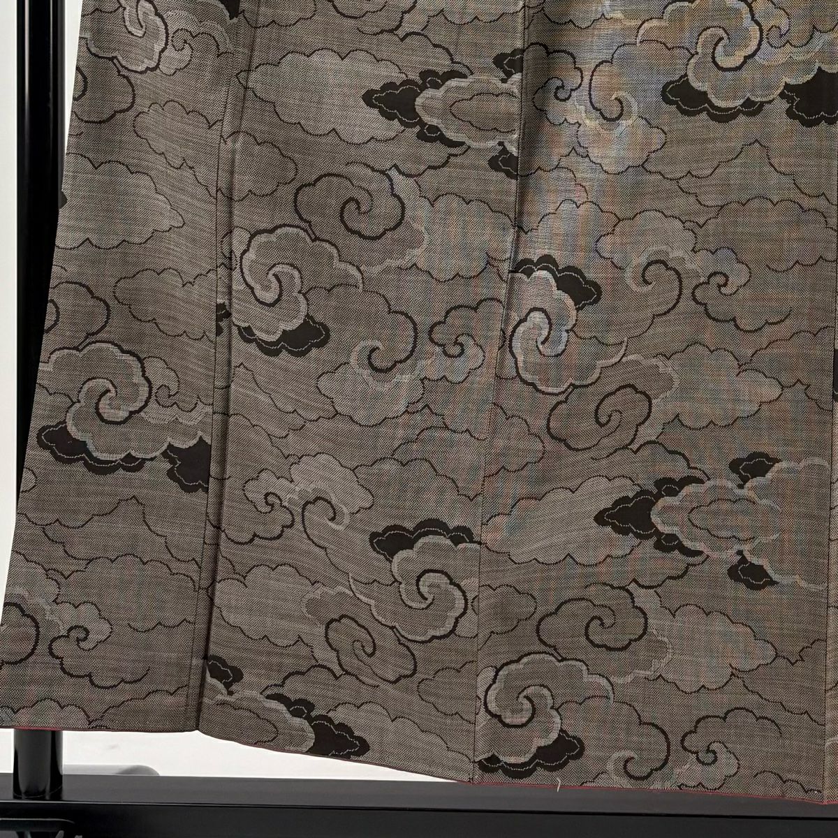 【美品】 紬織 身長155.5cm 袖長64cm M 雙層 雲紋 焦茶 純蠶絲 優品級