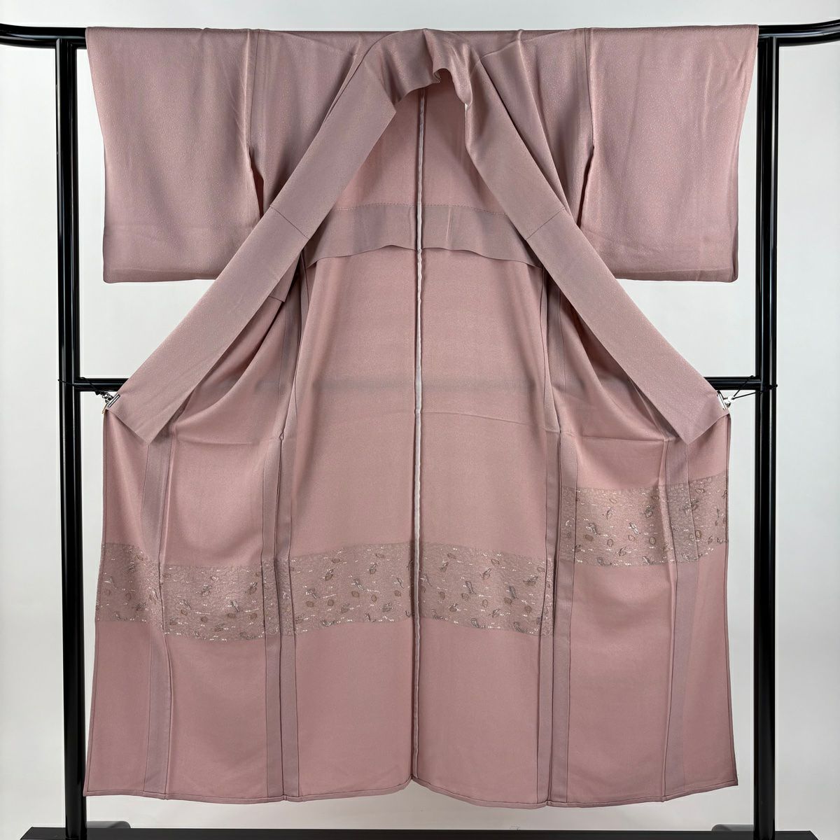 付下 身長150cm 袖長62cm S 單層 草花紋紋 金銀彩 粉米色 純蠶絲 優品級