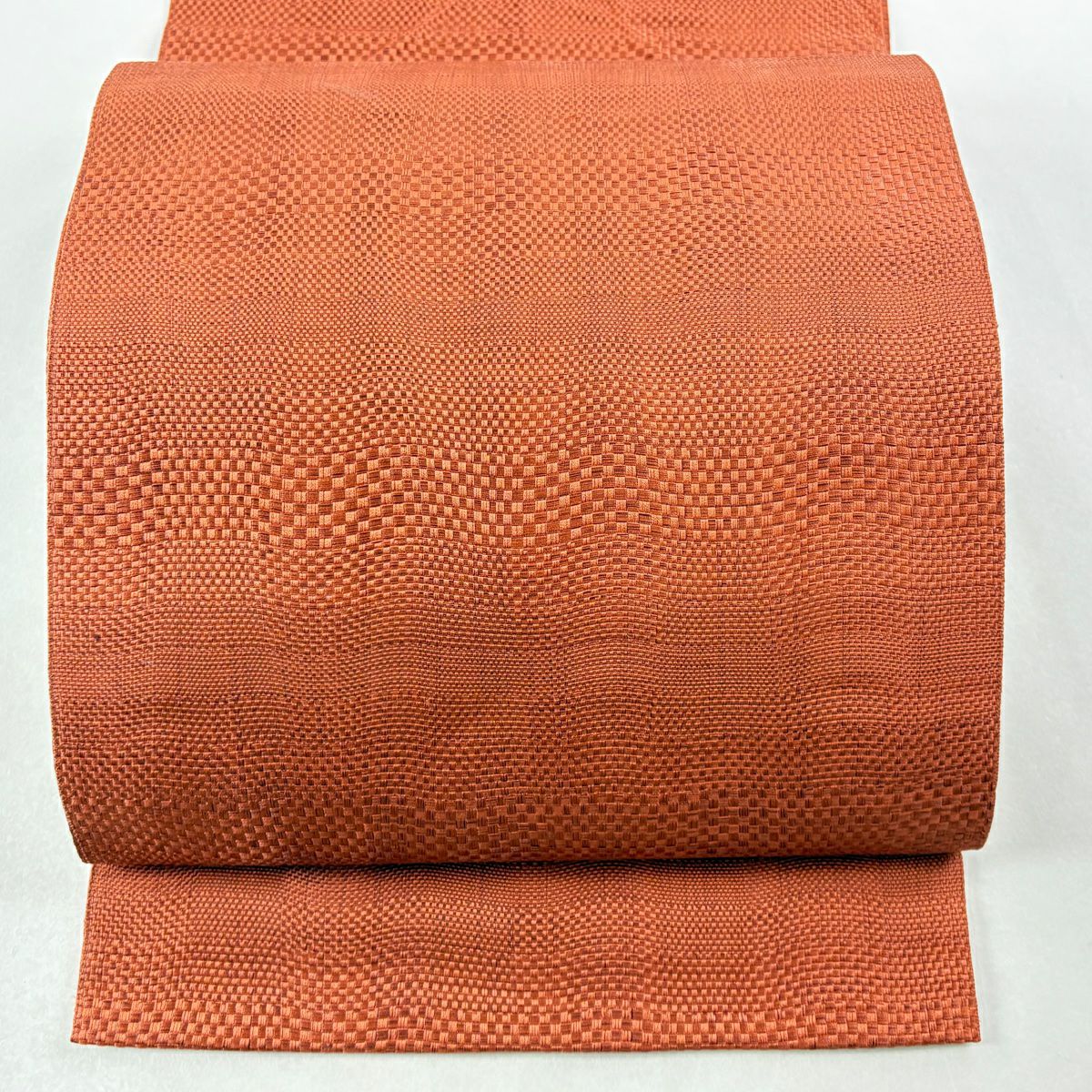 【美品】名古屋帶 優品級 八寸名古屋帶 朱 純蠶絲