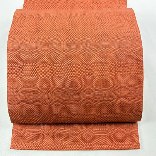 【美品】名古屋帶 優品級 八寸名古屋帶 朱 純蠶絲
