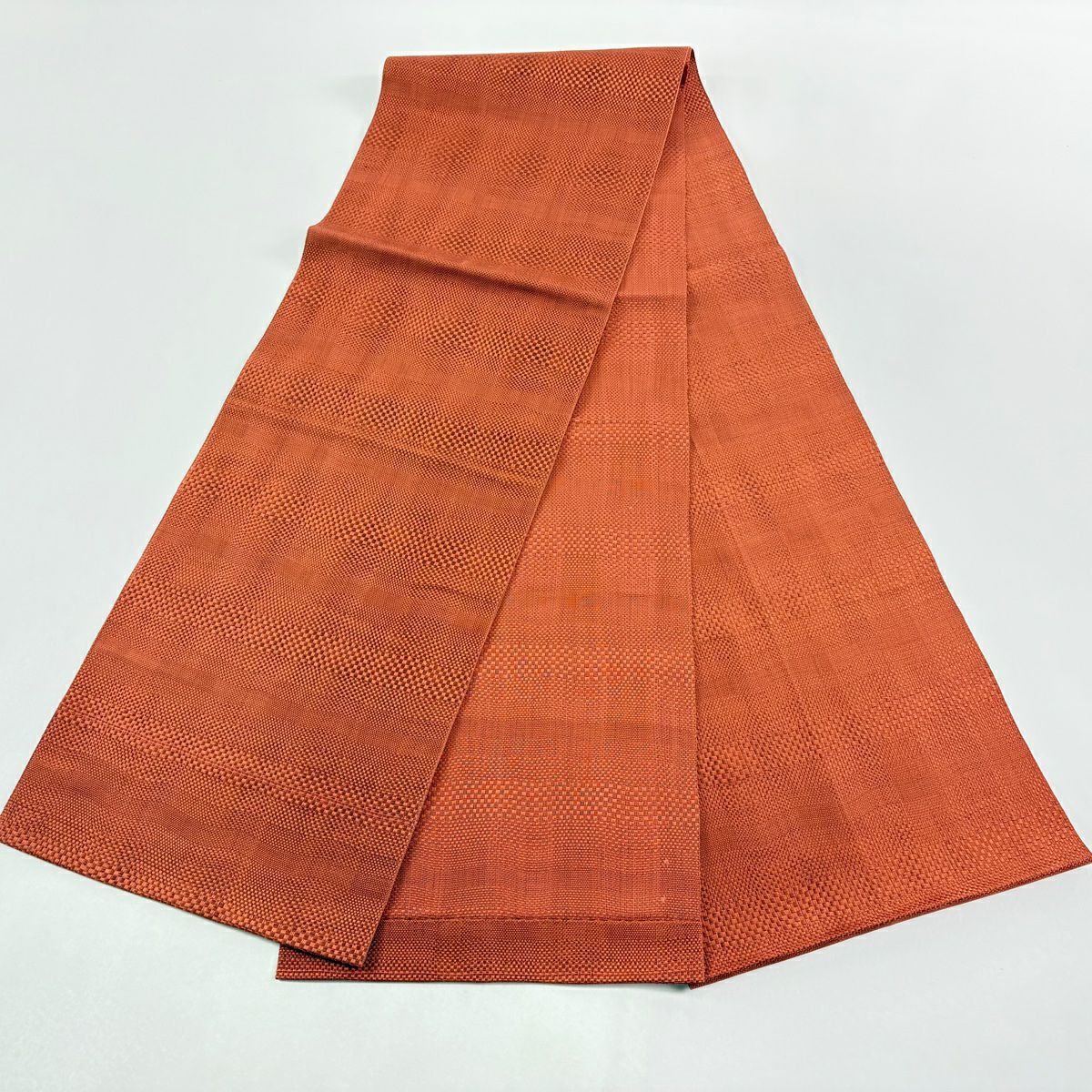【美品】名古屋帶 優品級 八寸名古屋帶 朱 純蠶絲