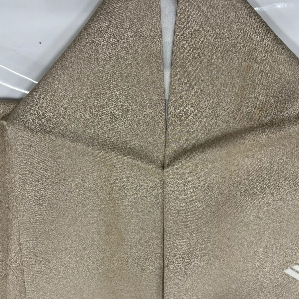 付下 身長163cm 袖長65.5cm M 雙層 若松樹菱 椿 相良刺繡 金線 米色 純蠶絲 名品級