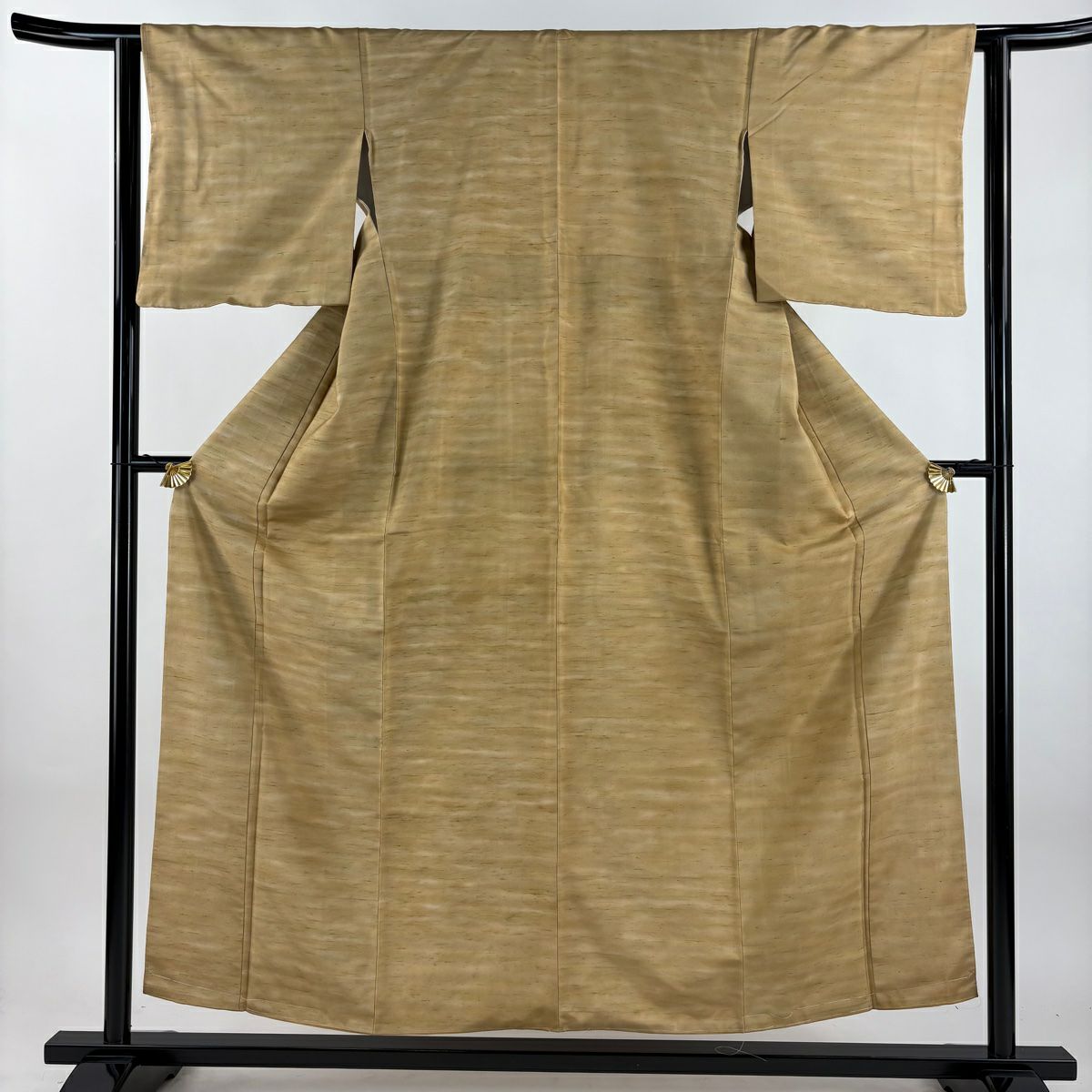 【美品】 小紋 身長155cm 袖長62.5cm S 雙層 紬織織 霞 漸層 淺茶 純蠶絲 名品級