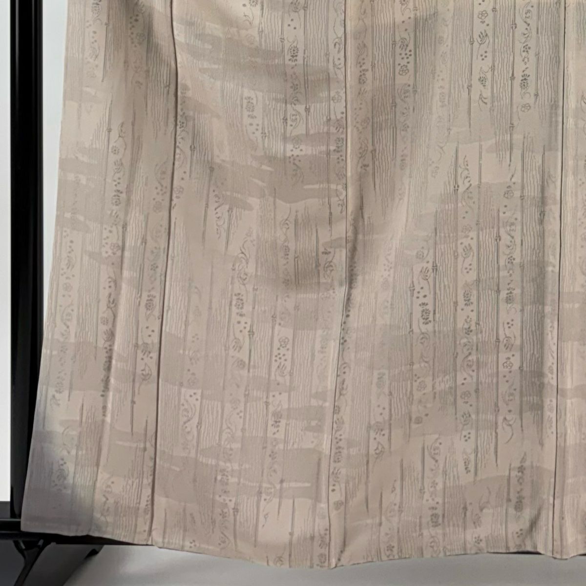 【美品】 付下 身長161.5cm 袖長63.5cm S 雙層 縱條 草花紋紋 漸層 灰櫻 純蠶絲 名品級