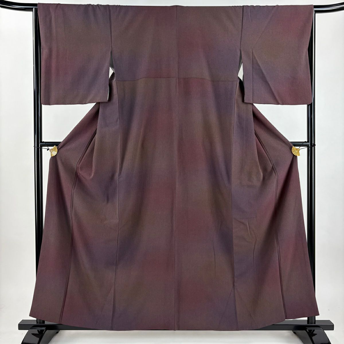 小紋 身長158.5cm 袖長65cm M 雙層 漸層圖案 茶紫 純蠶絲 優品級