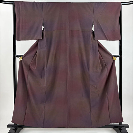 小紋 身長158.5cm 袖長65cm M 雙層 漸層圖案 茶紫 純蠶絲 優品級