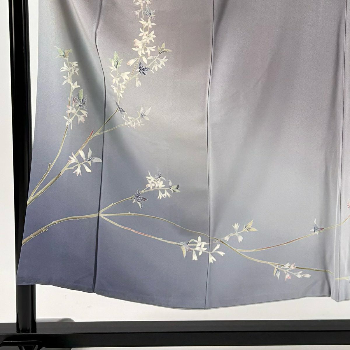 訪問服 身長153cm 袖長62.5cm S 雙層 落款有 枝花 染分 ぼかし 淡紫 純蠶絲 秀品級 一個紋