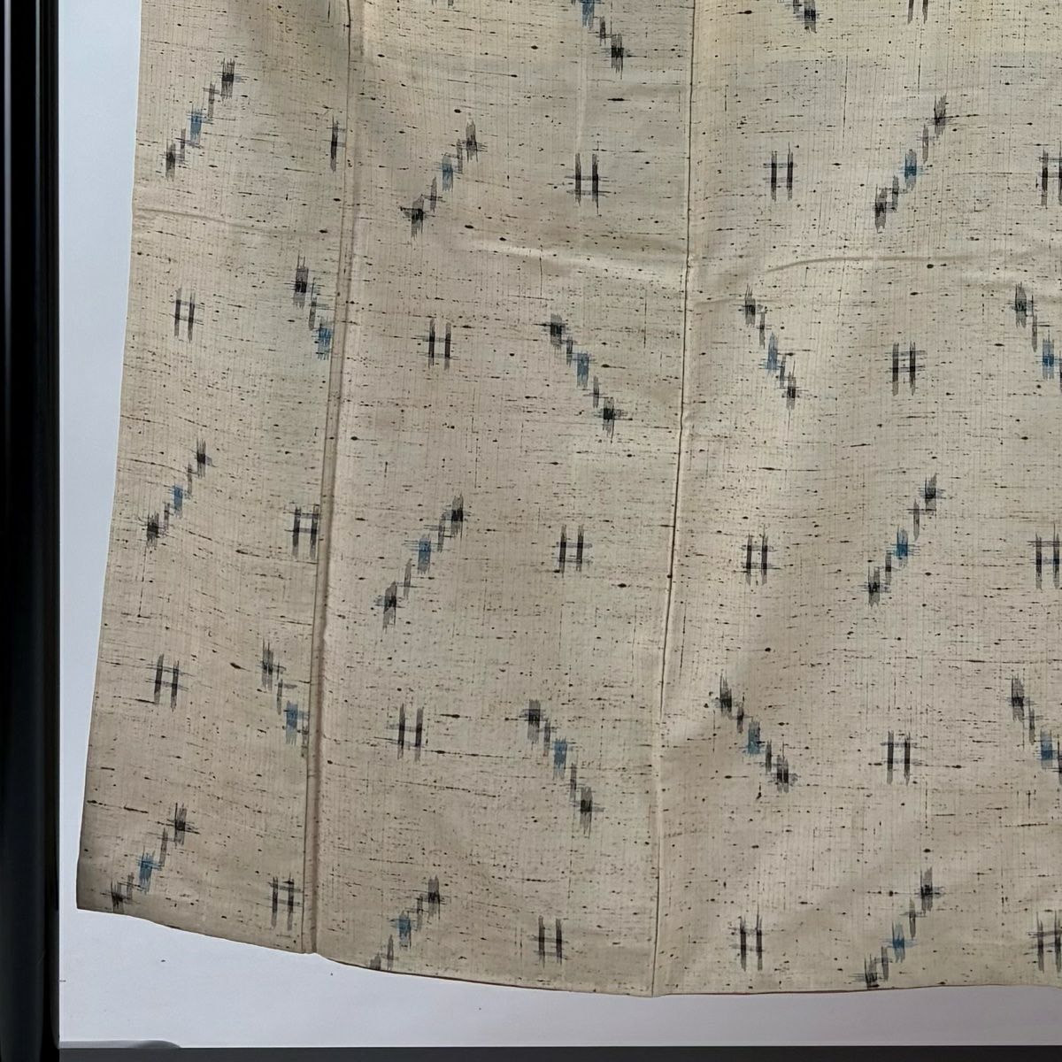 紬織 身長152.5cm 袖長61.5cm S 雙層 井格絣 米色 純蠶絲 優品級