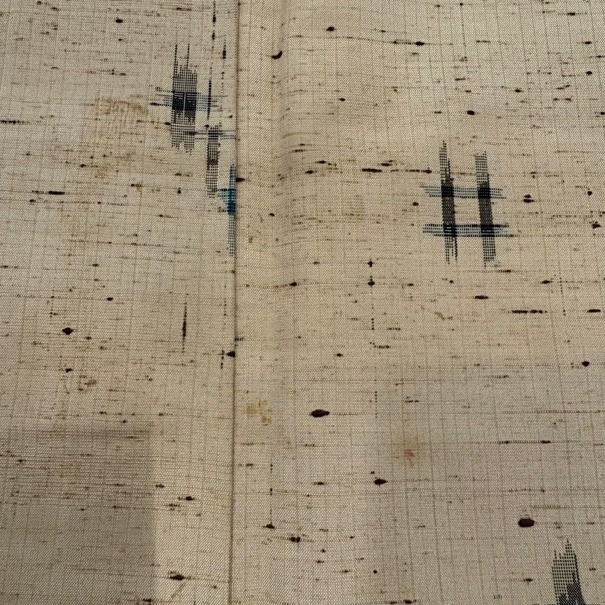 紬織 身長152.5cm 袖長61.5cm S 雙層 井格絣 米色 純蠶絲 優品級