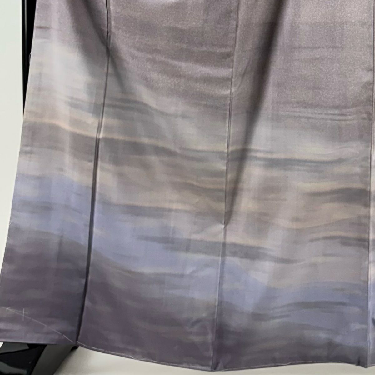 【美品】 付下 身長164cm 袖長64.5cm M 雙層 紬織織 霞 漸層 灰紫 純蠶絲 優品級