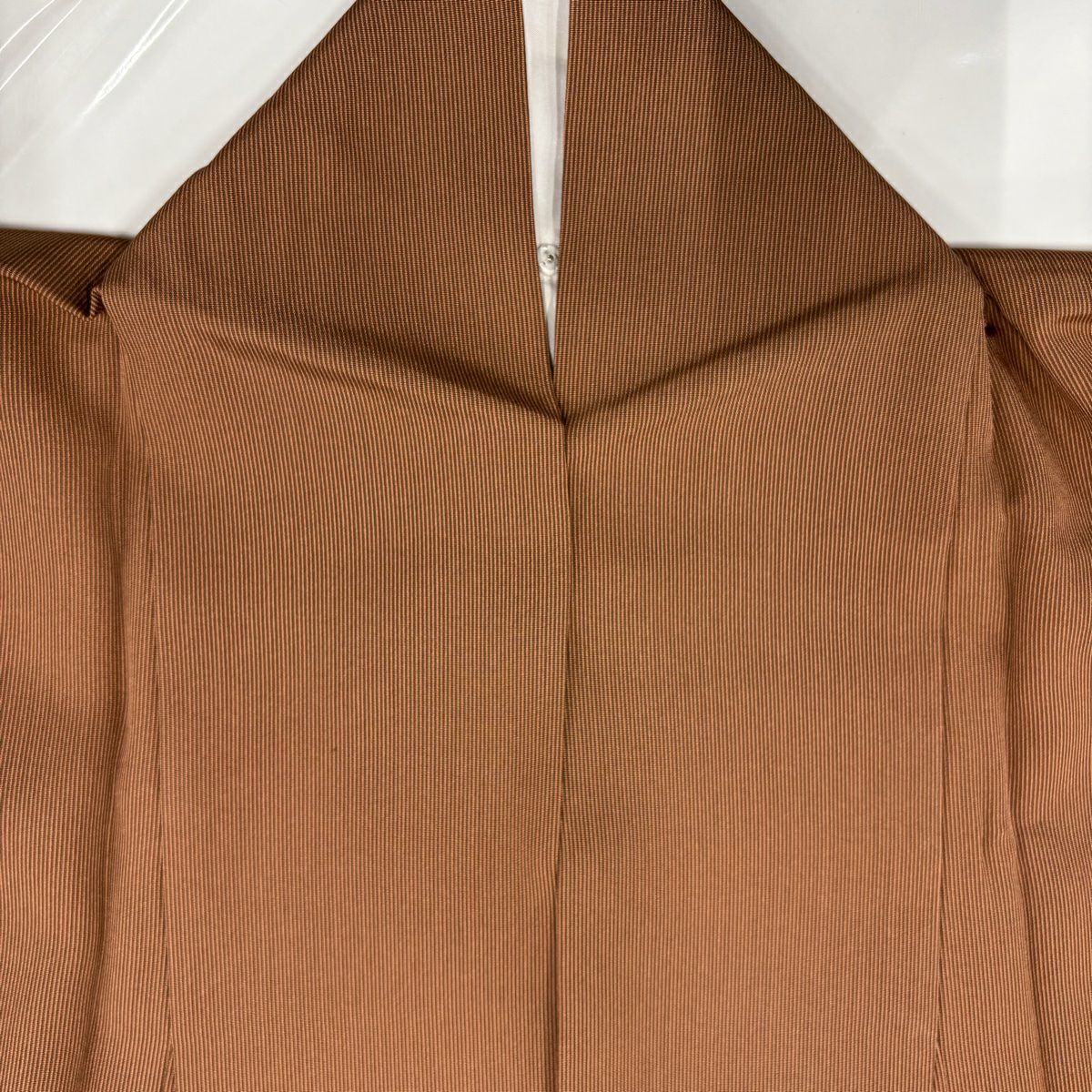 【美品】 江戶小紋 身長162cm 袖長65.5cm M 雙層 萬筋 茶 純蠶絲 秀品級