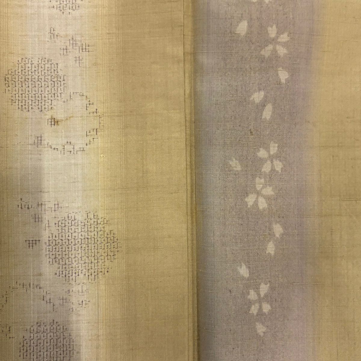 紬織 身長155cm 袖長65cm M 雙層 櫻花 雪輪 米色 純蠶絲 優品級