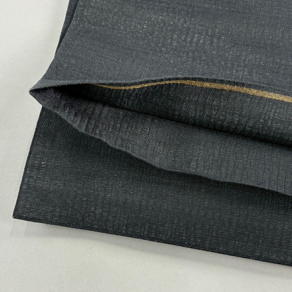 袋帶 秀品級 夏帶 渦卷 四角 相良刺繡 深綠 お太鼓圖案 純蠶絲