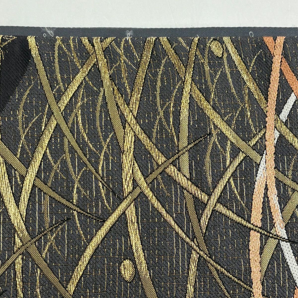 袋帶 秀品級 露芝 若松樹 金銀彩 金金箔 濃紫 六通 純蠶絲