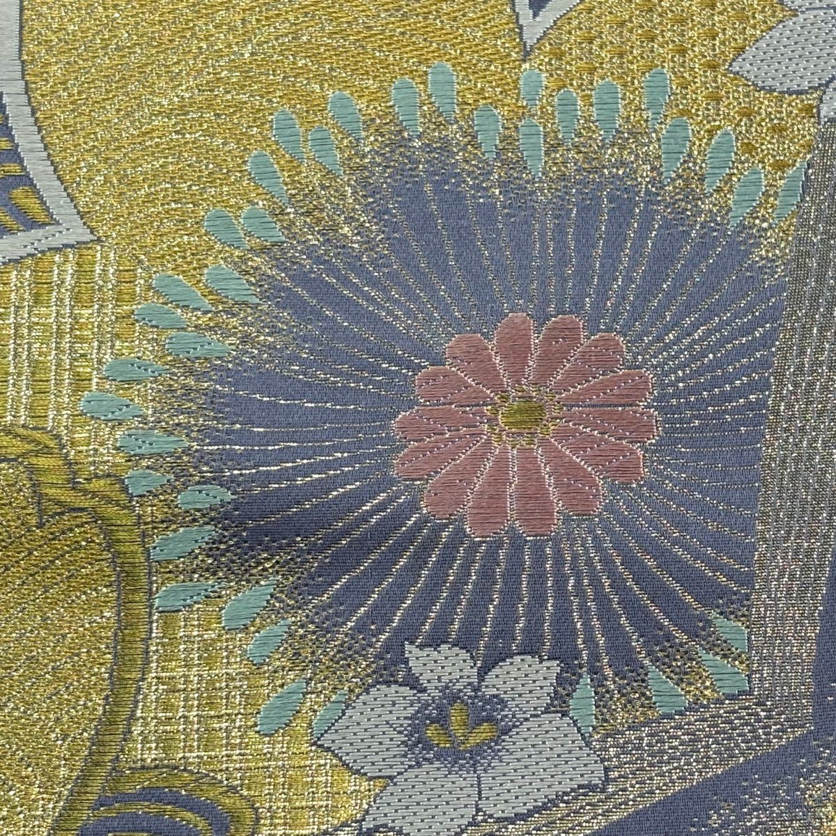 袋帶 秀品級 振袖禮服禮服用 櫻花 金絲 金金箔 金色 六通 純蠶絲