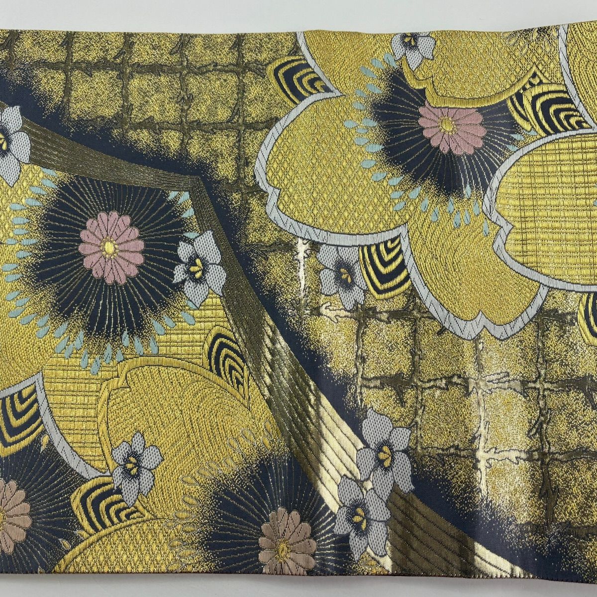 袋帶 秀品級 振袖禮服禮服用 櫻花 金絲 金金箔 金色 六通 純蠶絲
