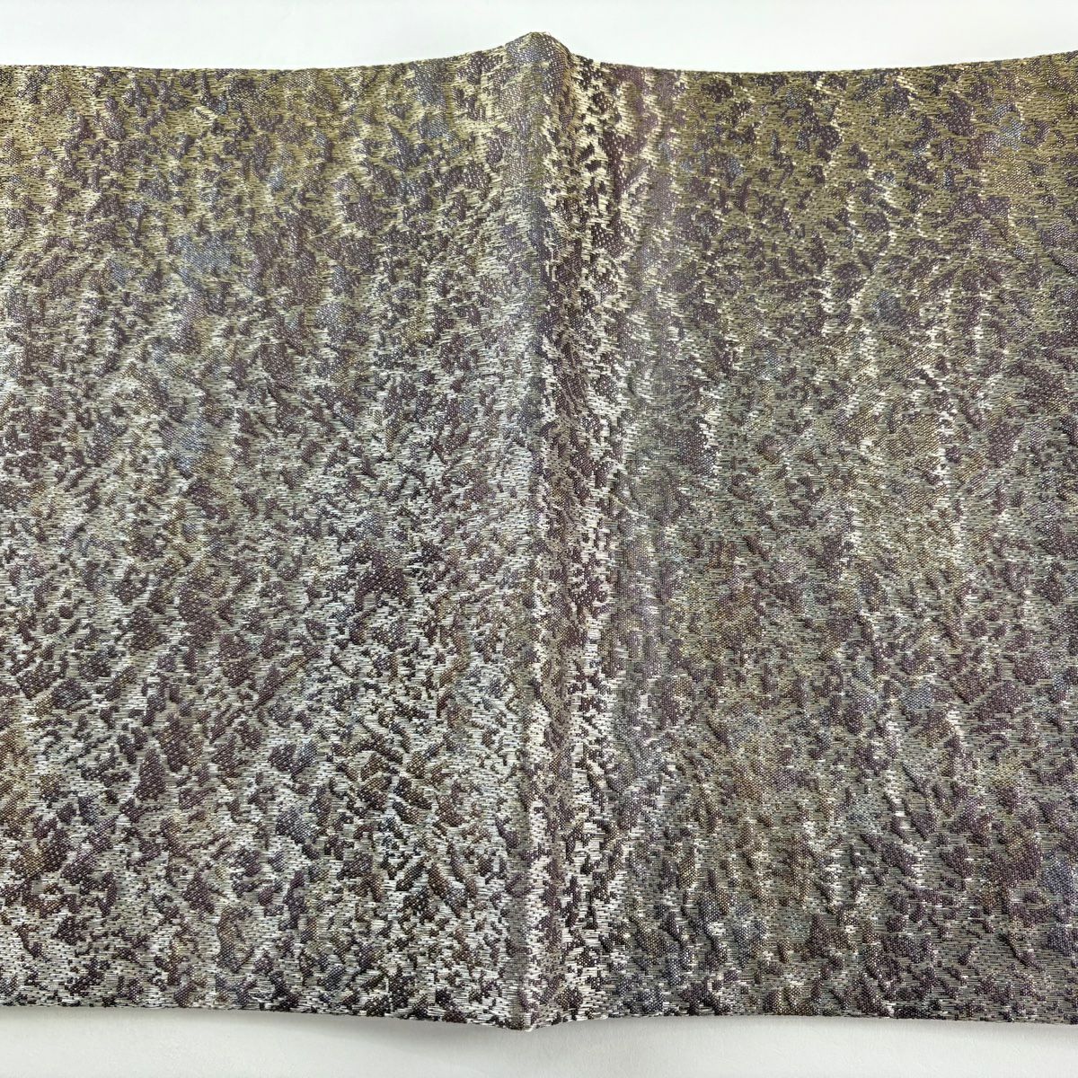 【美品】 袋帶 秀品級 幾何學 金銀彩 灰紫 全通 純蠶絲