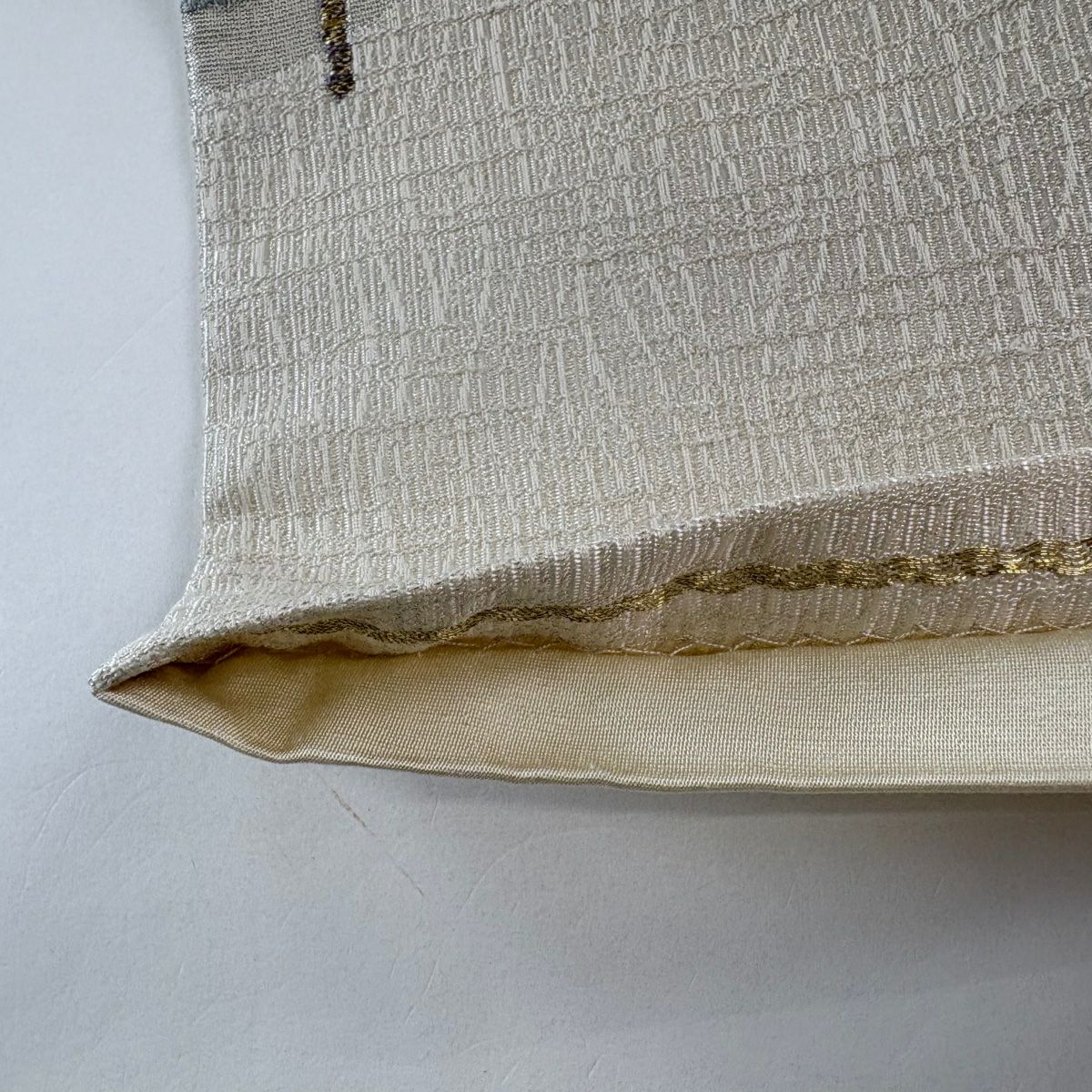 【美品】 袋帶 秀品級 波 木賊 金金箔 銀線 奶油 六通 純蠶絲