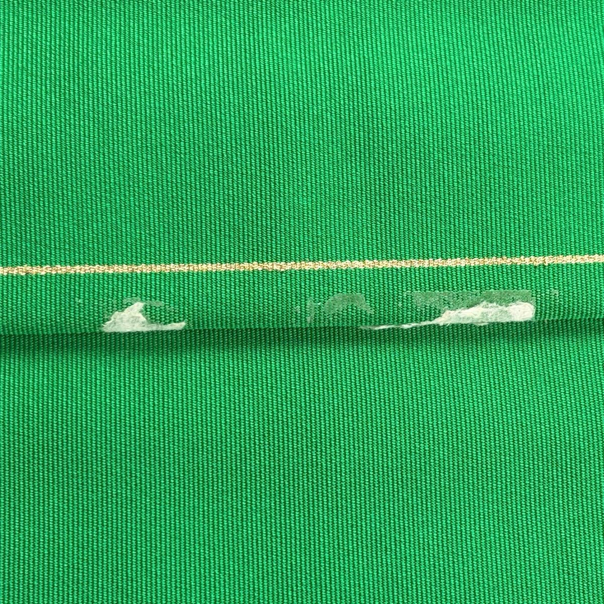 名古屋帶 秀品級 附落款 八寸名古屋帶 松樹葉仕立 河村織物 花丸紋 花菱 金銀彩 綠 純蠶絲
