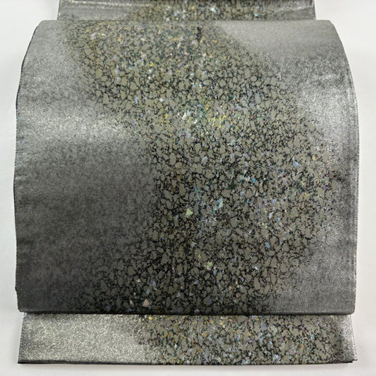 袋帶 秀品級 幾何學 金金箔 銀 六通 純蠶絲
