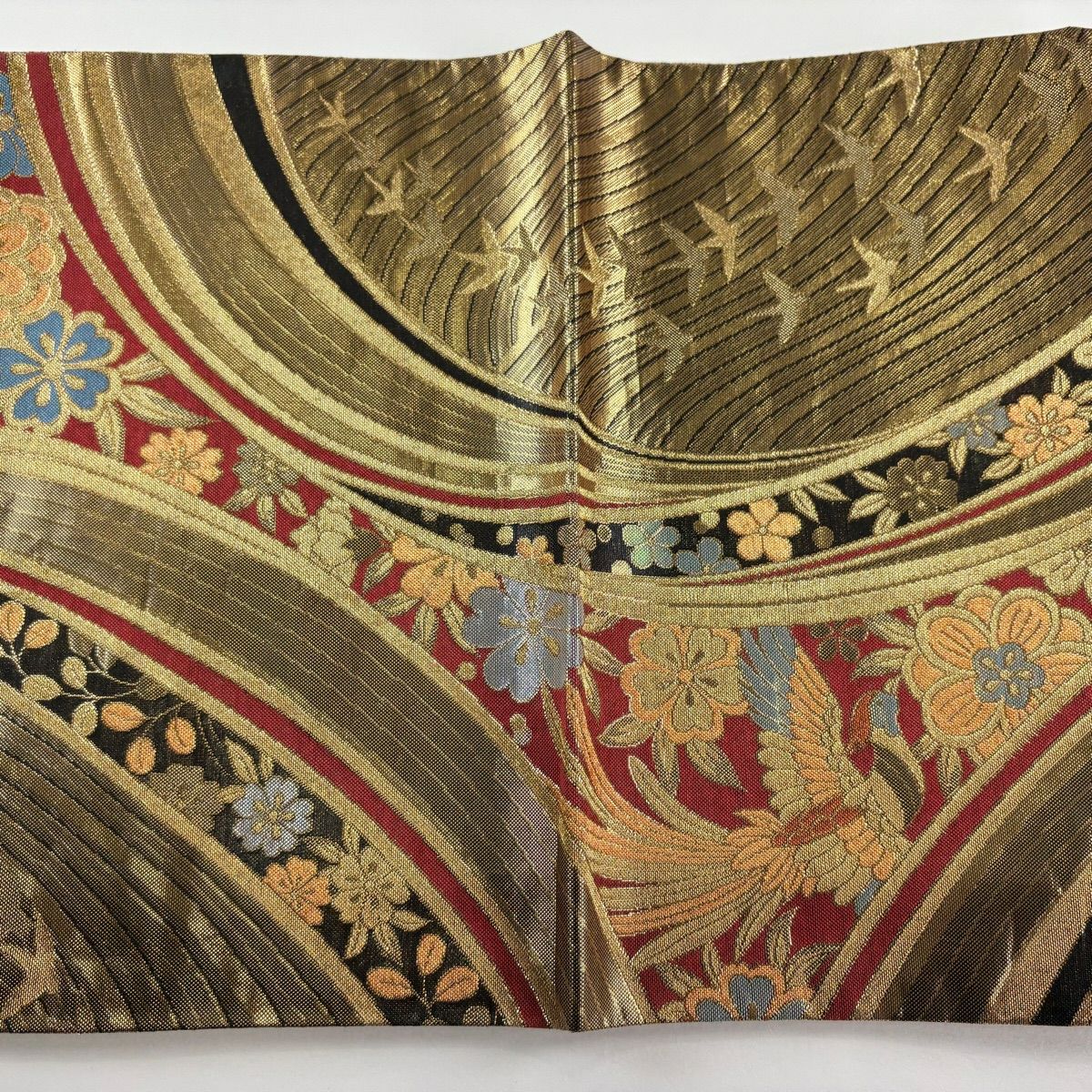 【美品】 袋帶 秀品級 櫻花 鳳凰 金金箔 金絲 金色 六通 純蠶絲