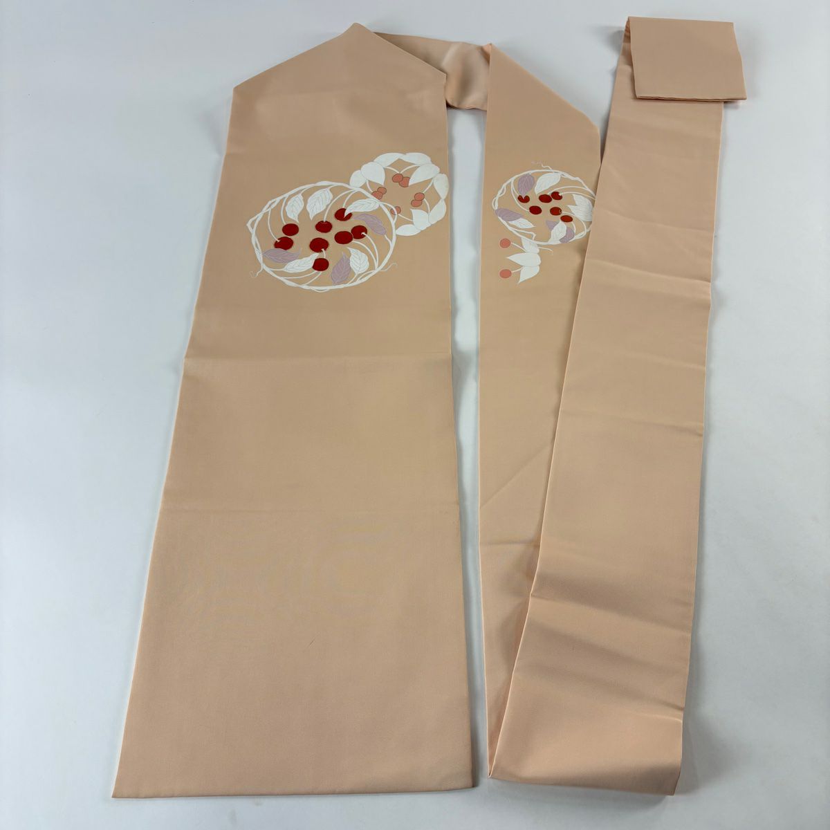 名古屋帶 秀品級 葉與果 金絲 金銀彩 淺橙色 純蠶絲