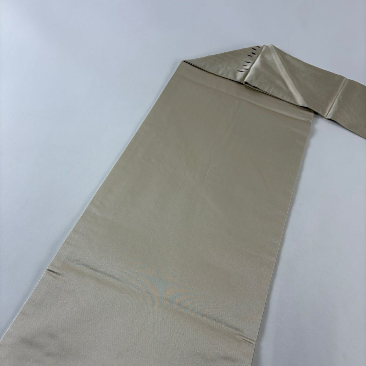 【美品】名古屋帶 秀品級 斜條幾何圖案 米色 純蠶絲