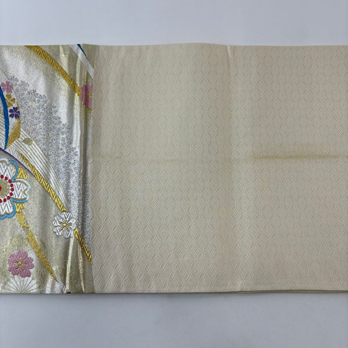 袋帶 秀品級櫻花 蔓帶 金銀線刺繡 金色 六通 純蠶絲