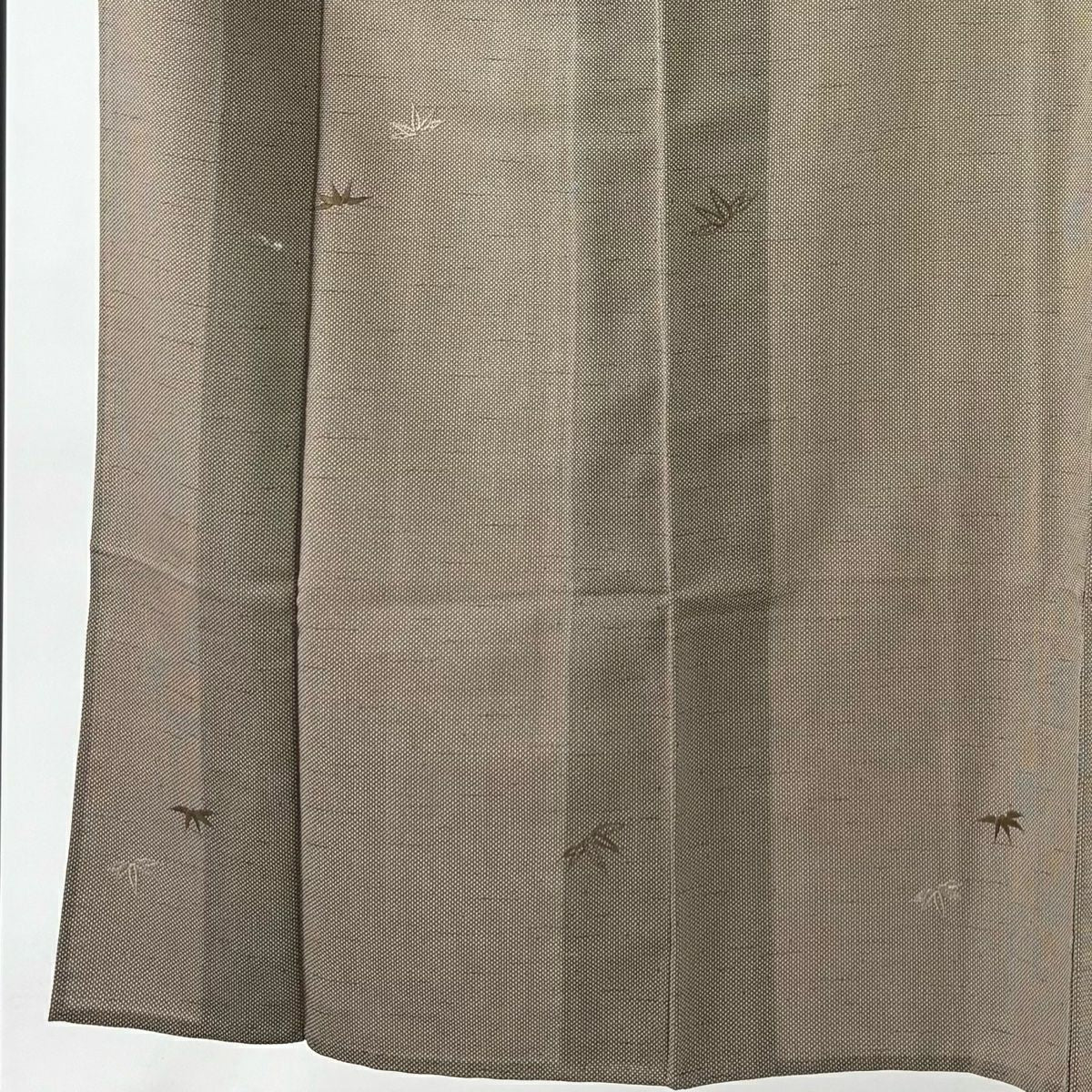 小紋 身長151.5cm 袖長61.5cm S 單層 竹子葉 幾何刺繡 灰茶 純蠶絲 優品級