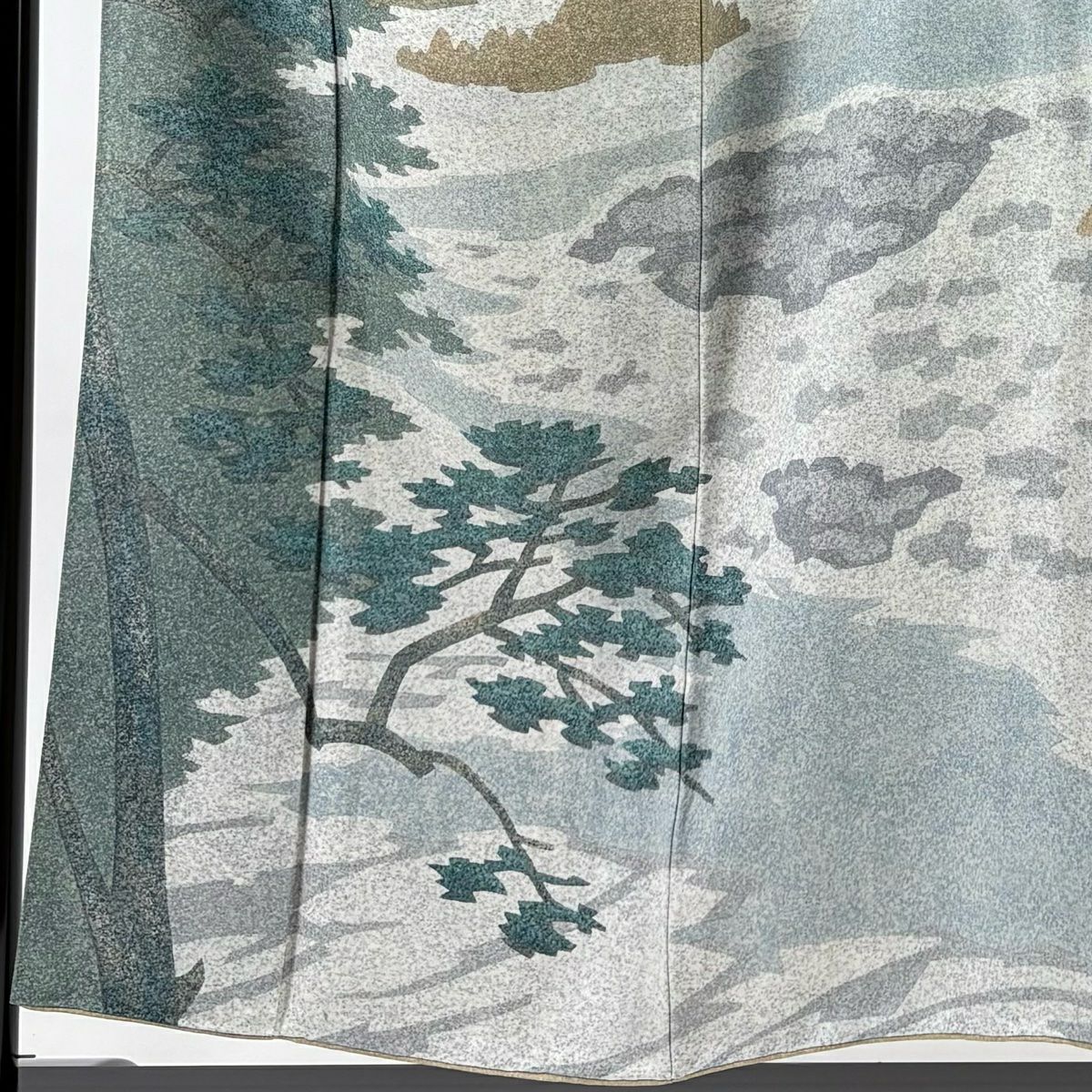 【美品】訪問服 身長152.5cm 袖長63cm S 雙層 風景 樹木 薄茶 純蠶絲 秀品級