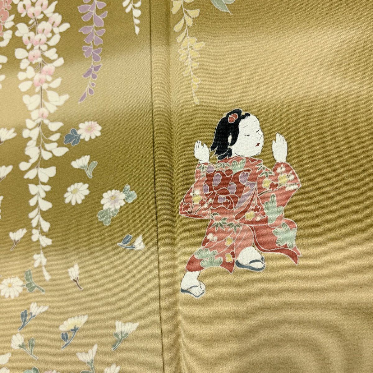 訪問服 身長162cm 袖長65.5cm M 雙層 鈴乃屋 藤 童 漸層 黃土色 純蠶絲 秀品級
