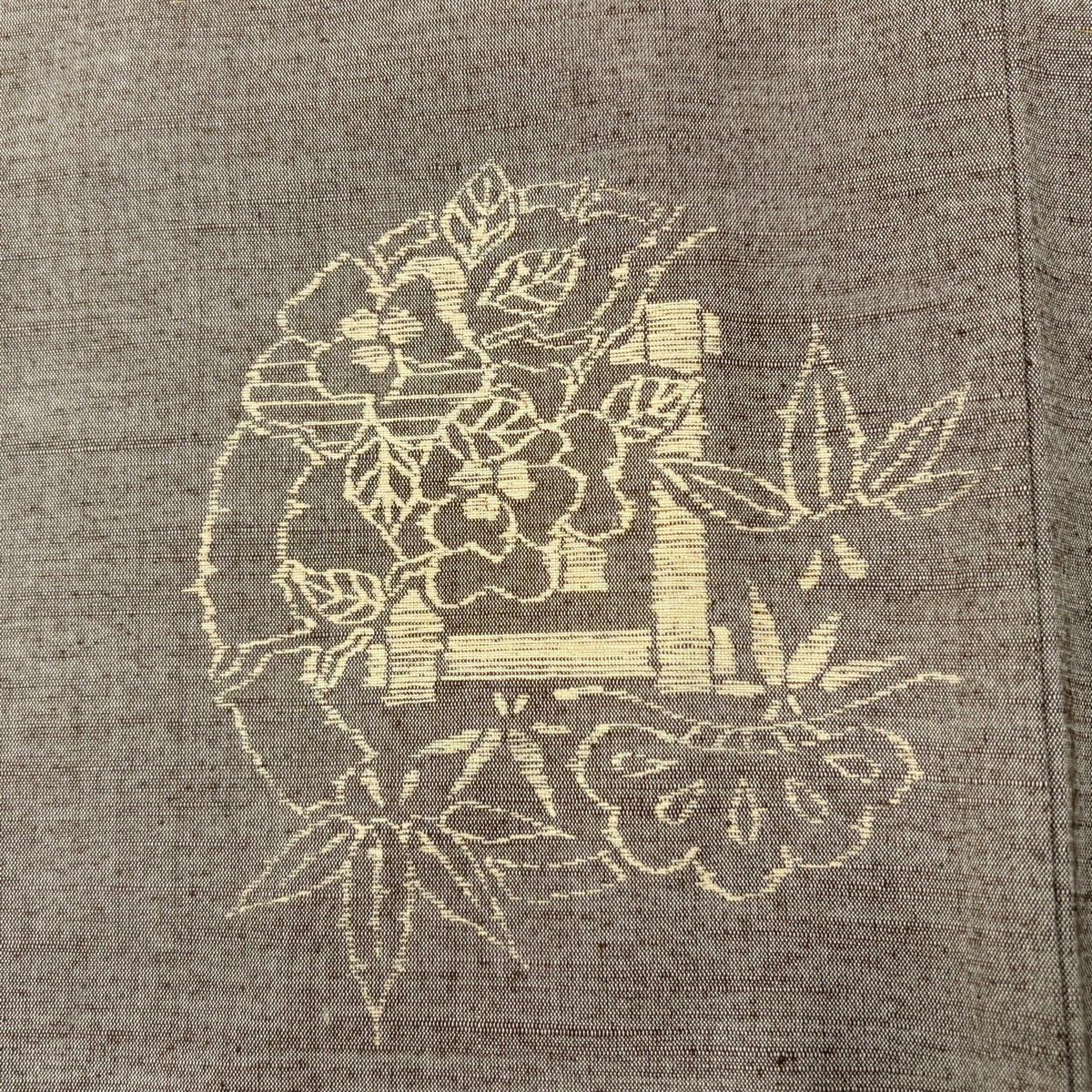 【美品】 紬織織 身長155cm 袖長63cm S 雙層 松樹竹子梅花 灰茶 純蠶絲 秀品級