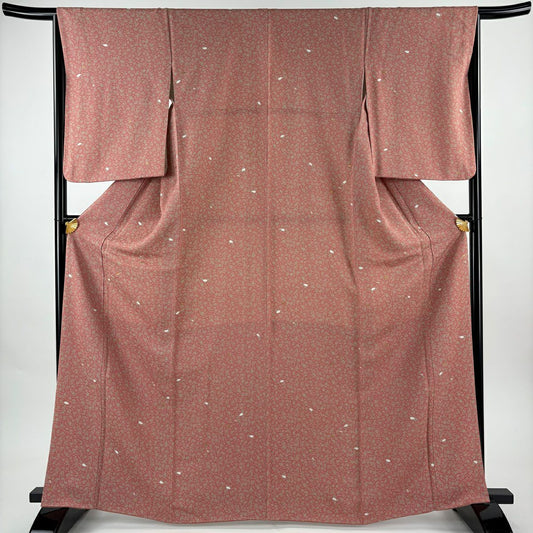 小紋 身長166.5cm 袖長65cm M 雙層 樱花花瓣 金彩裝飾 粉色 純蠶絲 優品級