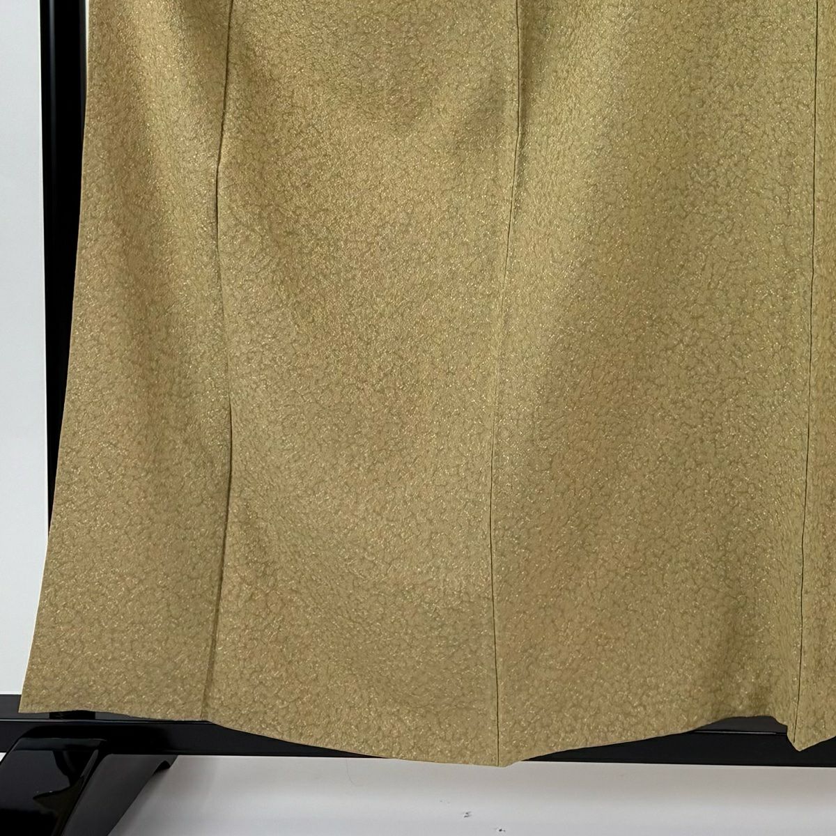 【美品】 小紋 身長160cm 袖長66cm M 雙層 小倉健 落款あり 幾何學圖案 山吹茶 純蠶絲 秀品級 一つ紋
