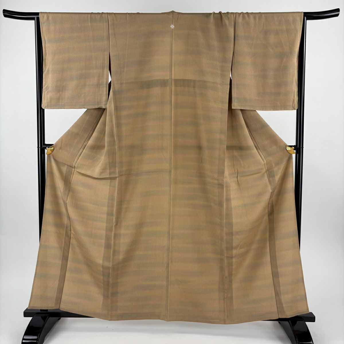 【美品】小紋 身長160.5cm 袖長65cm M 單層 霞 漸層 山吹茶 純蠶絲 秀品級 一つ紋