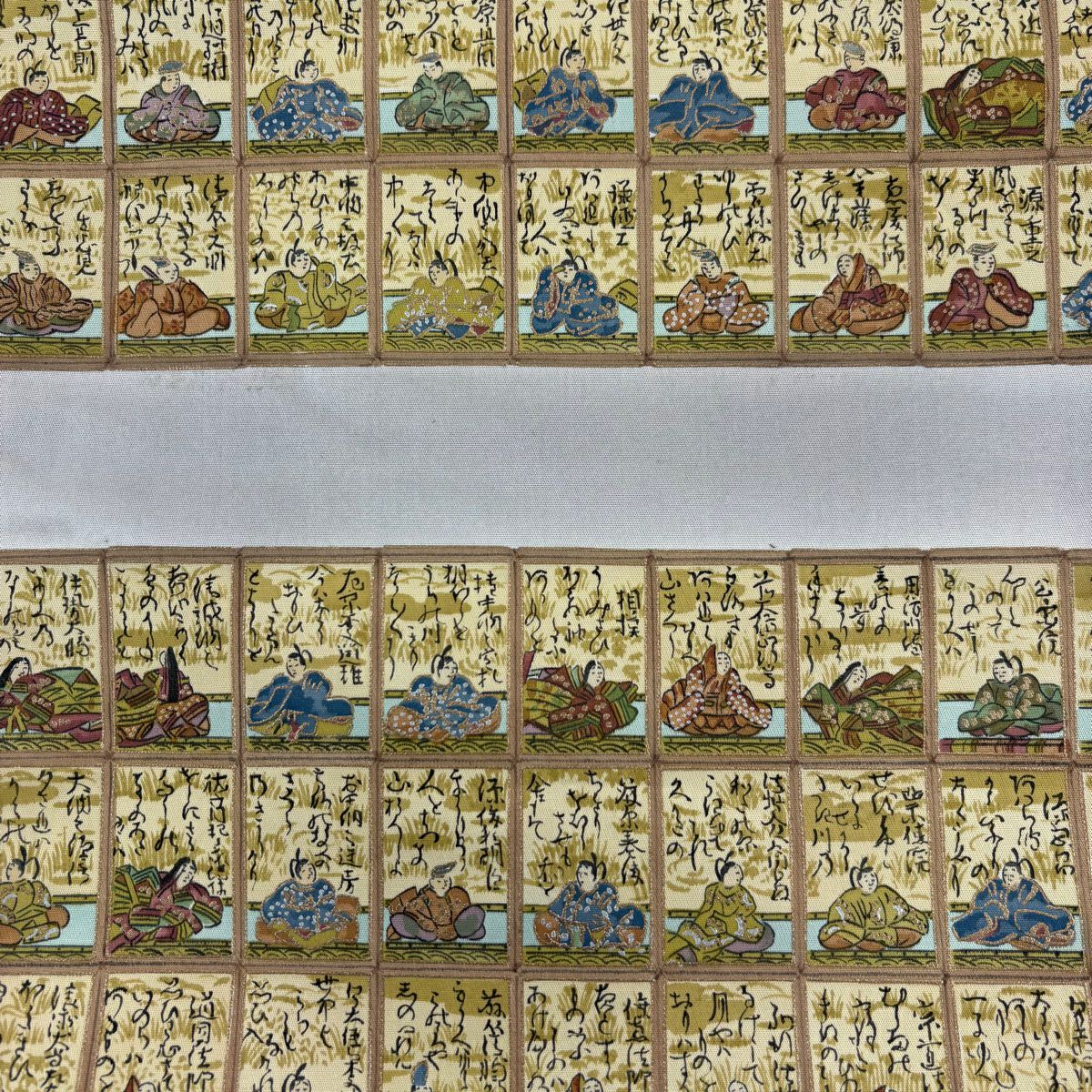 【美品】 袋帶 名品級 樽本伊勢藏 落款あり 百人一首 姫 金銀彩 漸層 灰色 大鼓圖案 純蠶絲
