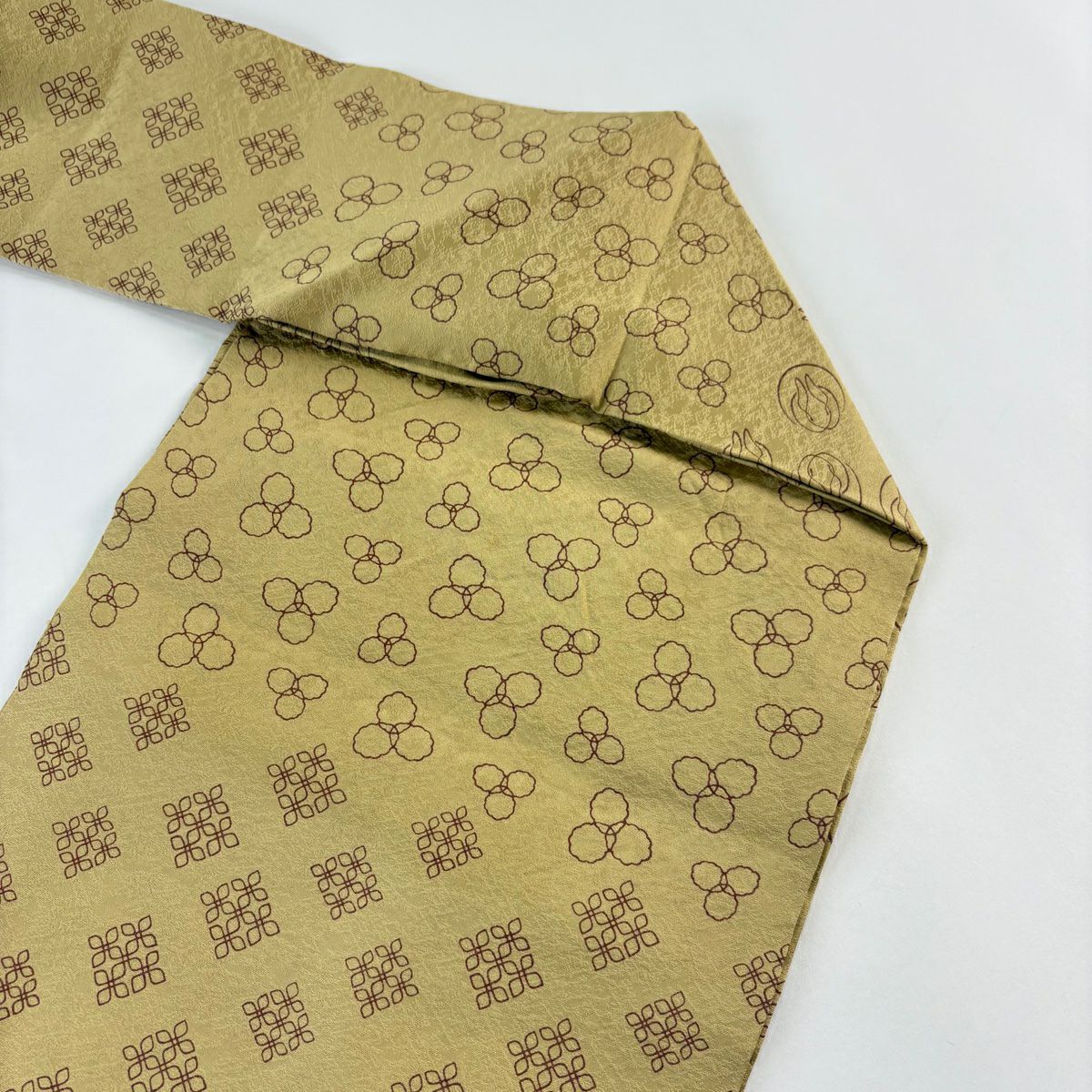 【美品】 名古屋帶 名品級 兔子 幾何圖案 淺茶 純蠶絲